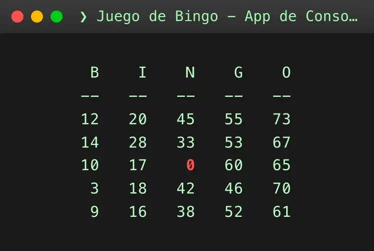 Juego de Bingo - App de Consola — desktop